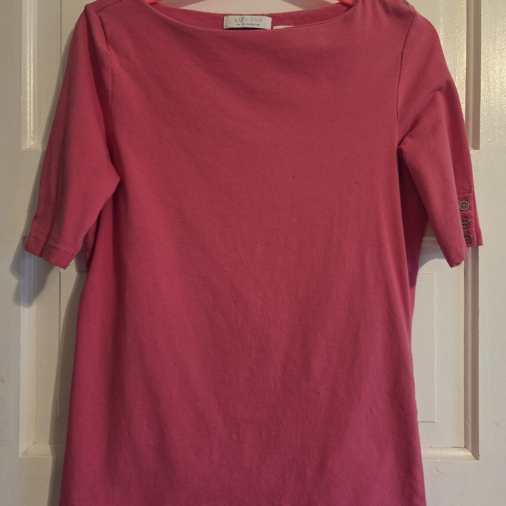 Liz Claiborne Bright Pink Short Sleeve Top
